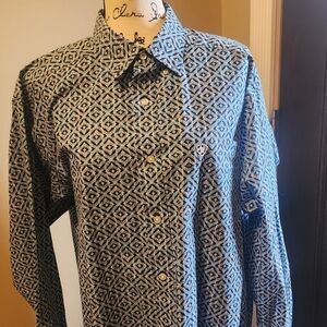 Ariat Men's Black and White Geometric Button Down Shirt